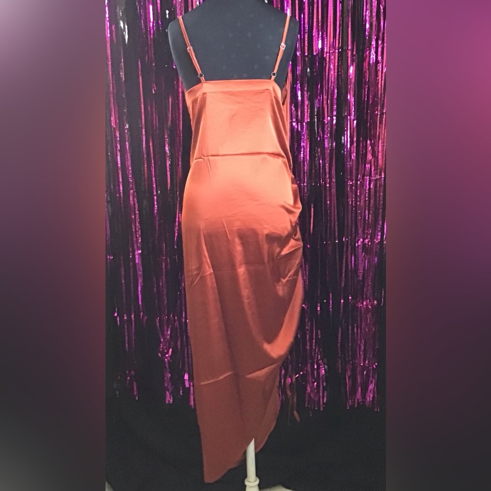 SOLD Copper-Colored Satin Dress - Picture 3 of 3